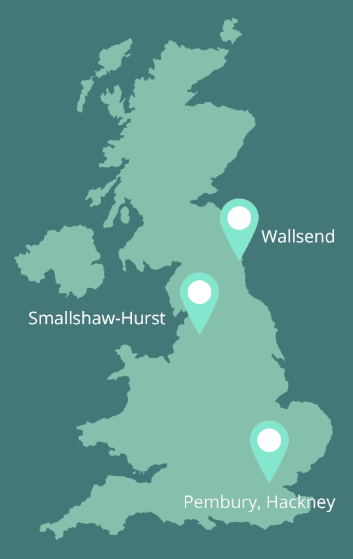 Map of UK showing children's communities